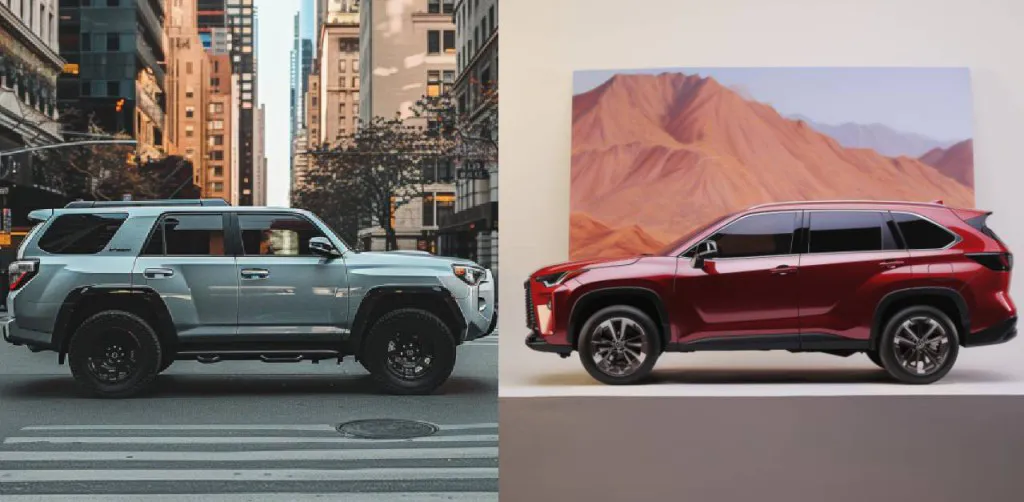 Toyota 4runner vs Toyota Highlander side by side at a city street