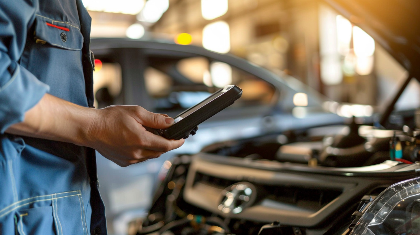 A mechanic using an OBD2 Scanner