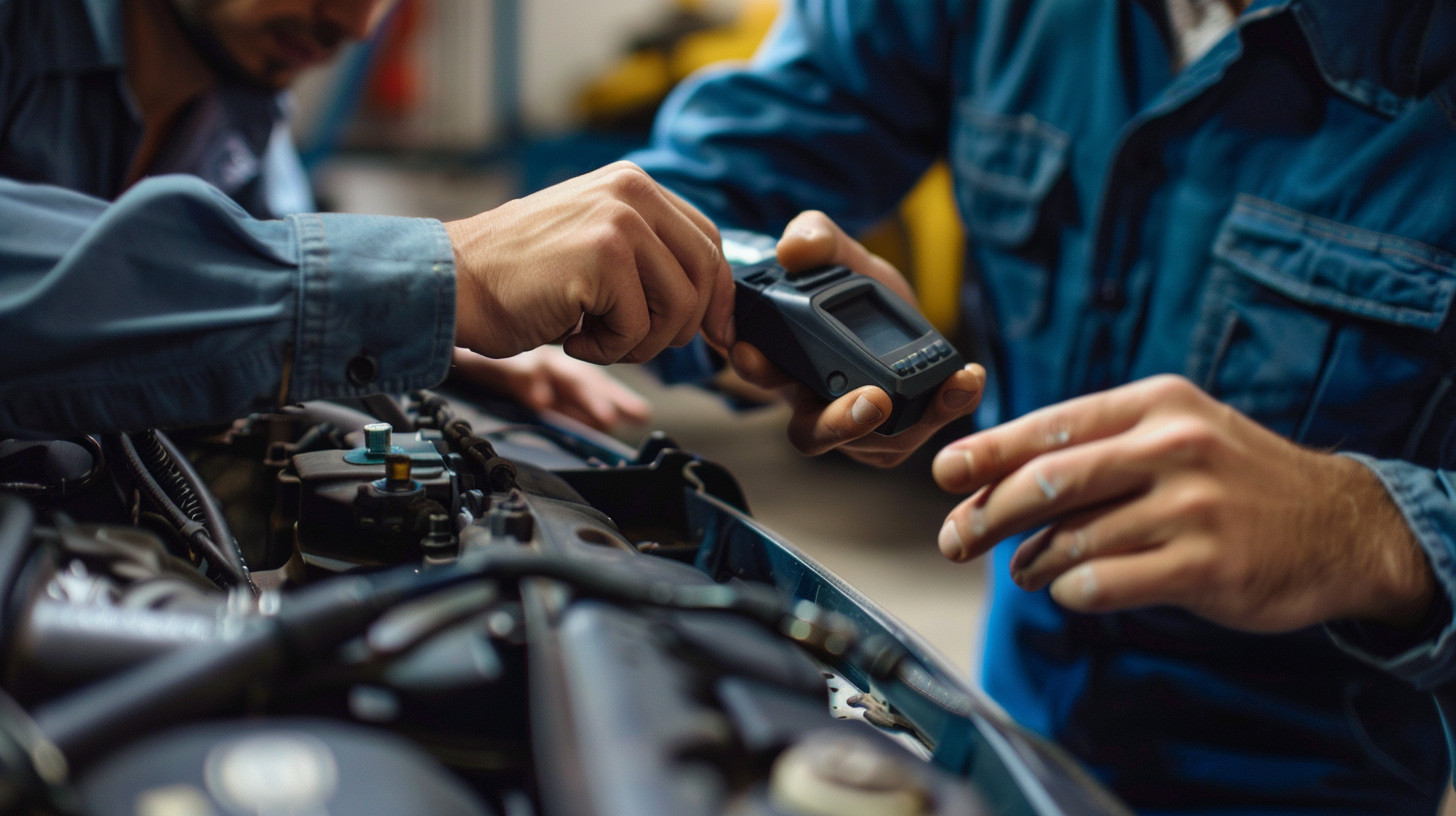 A mechanic using an OBD2 Scanner
