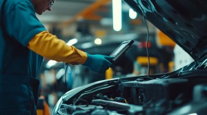 A mechanic using an OBD2 Scanner to diagnose a car